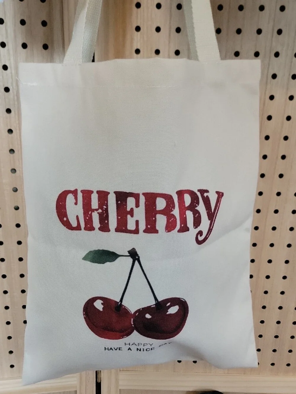 GIFTABLE TOTES Cherry Print Tote and PILLOW Linen Set - Red and Green